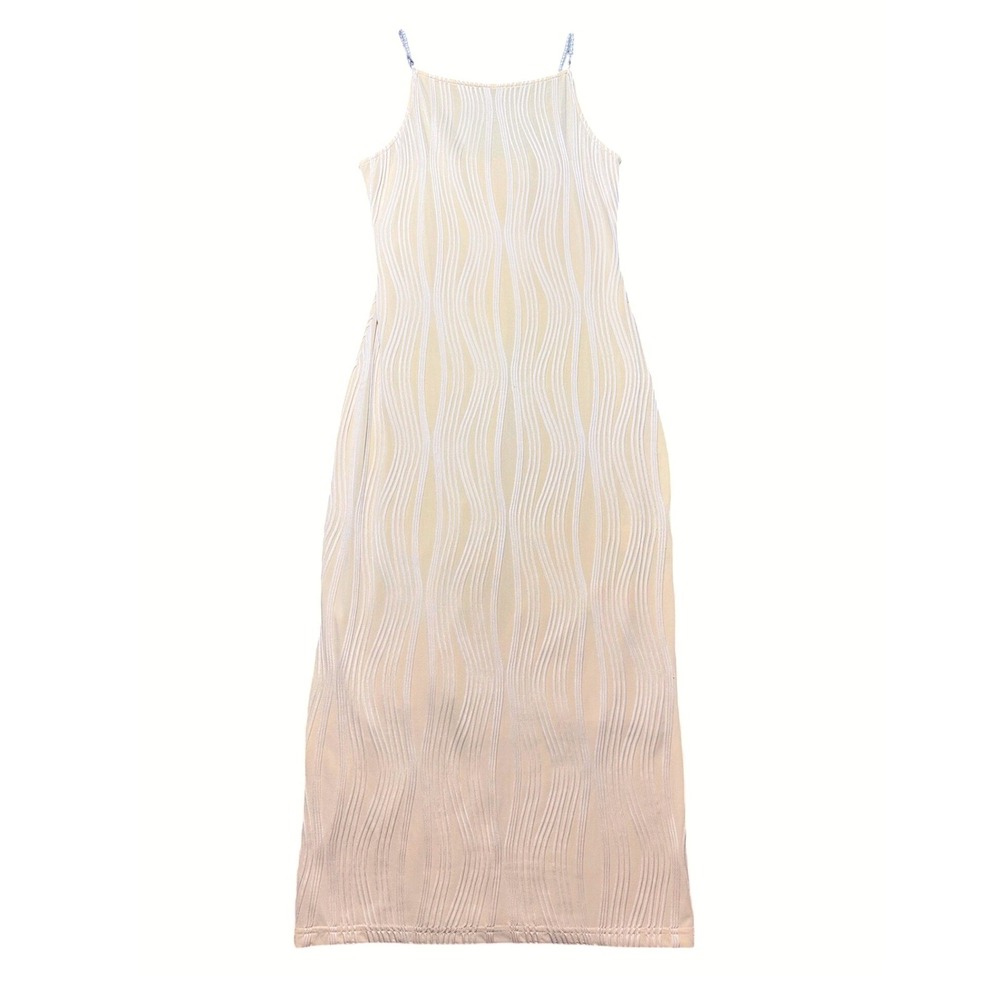 RIHOAS Maxi Dress Women S Yellow Pearl Strap Textured Bodycon G0355